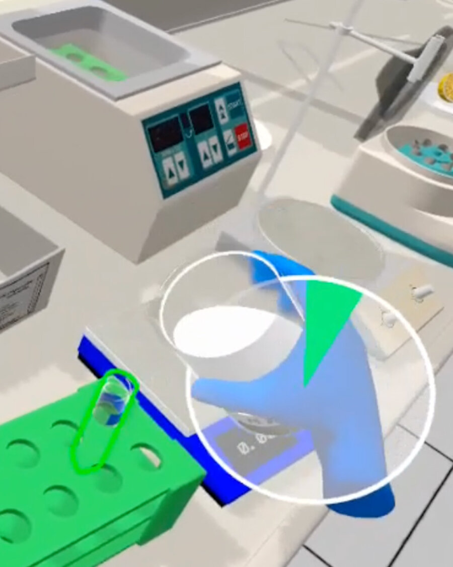 Screenshot aus der VR-Übung "Mozzarella-Versuch" der BHT.