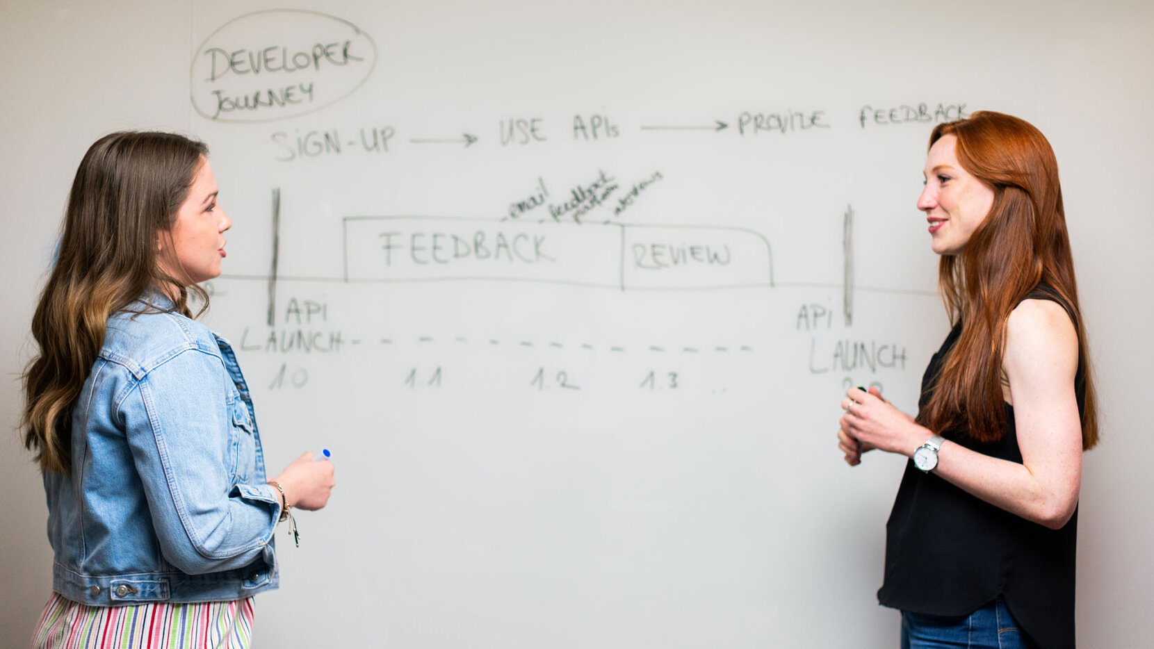 Professoring unterrichtet Studentin am Whiteboard